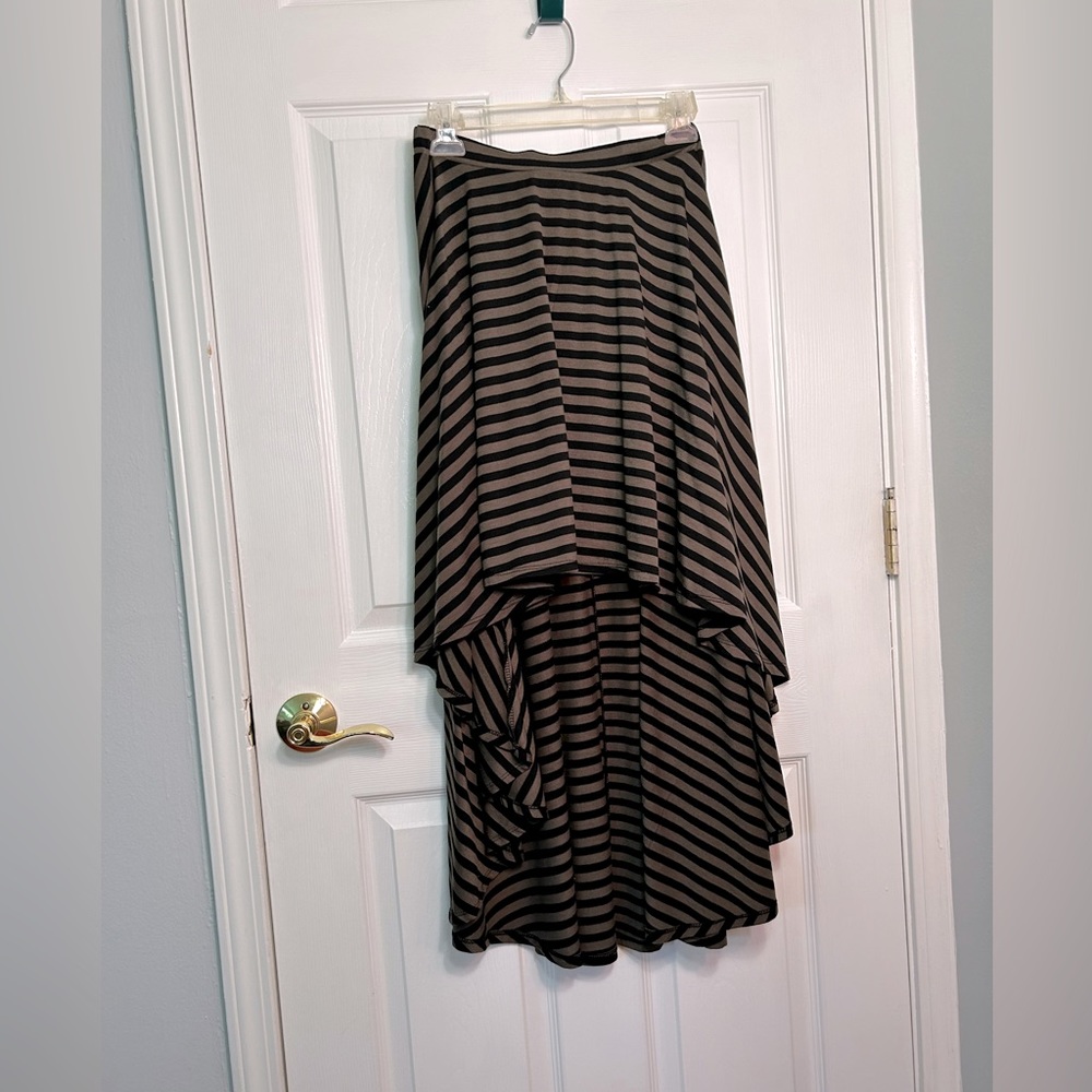 Poof! Steam Punk Asymmetrical Olive Green/ Black Stripes